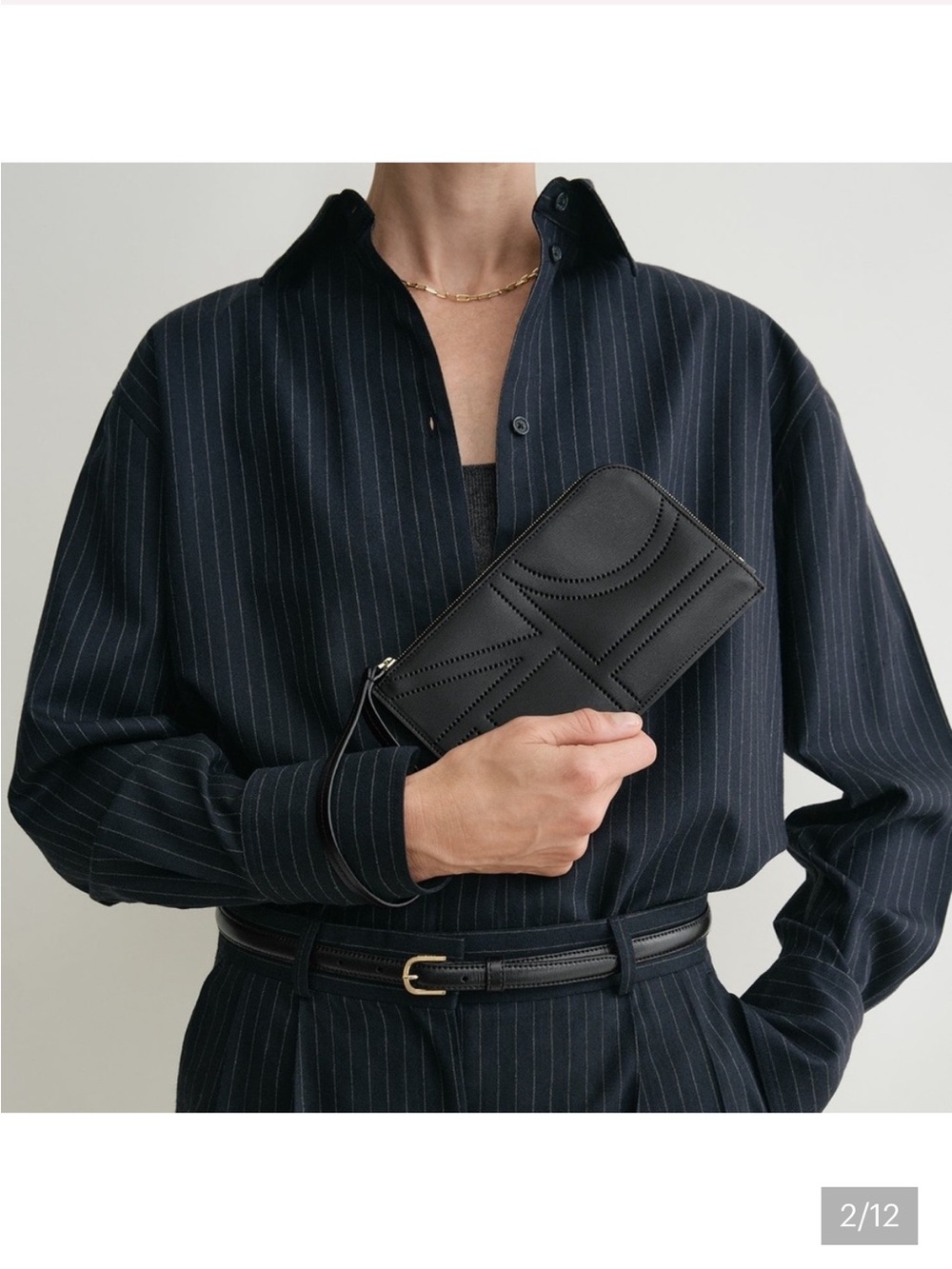 Toteme Black Leather Zip Pouch Gold Hardware - Picture 2 of 12